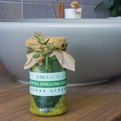 Terraglow Green Tea Spirulina Jasmine Sugar Scrub